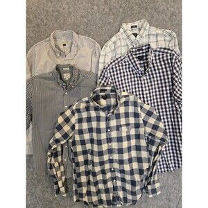 Lot of 5 J. Crew Mens Long Sleeve Button Down Shirts Slim Untucked Classic Sz L
